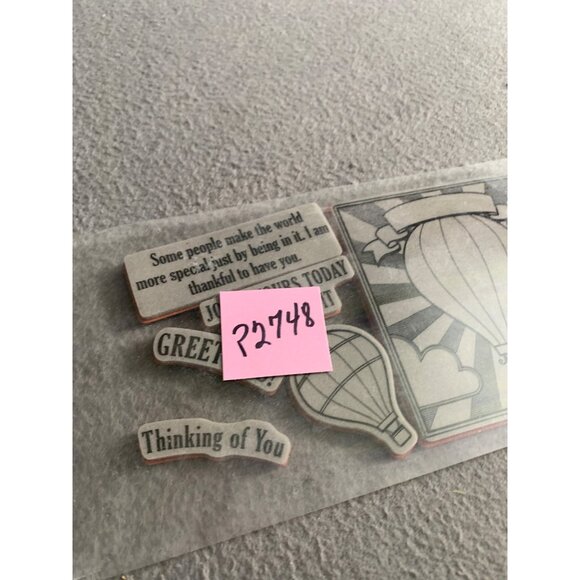 Hot Air Ballons Cling Rubber Stamp Set of 6 - Picture 4 of 4